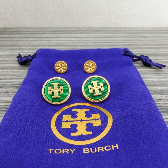 Tory Burch Women's Semi Precious Stud Earrings Green OS - Picture 8 of 13